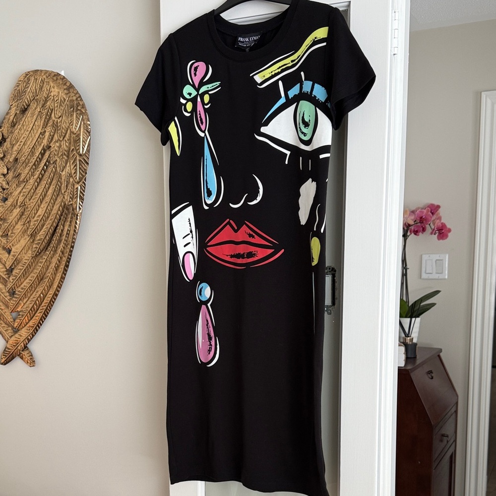 Frank Lyman Design Black Artistic Midi Dress